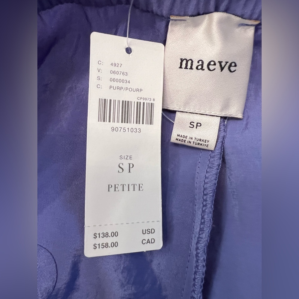 NWT Maeve Anthropologie Wide-Leg Track Pants Purple Size Small Petite - Picture 4 of 12